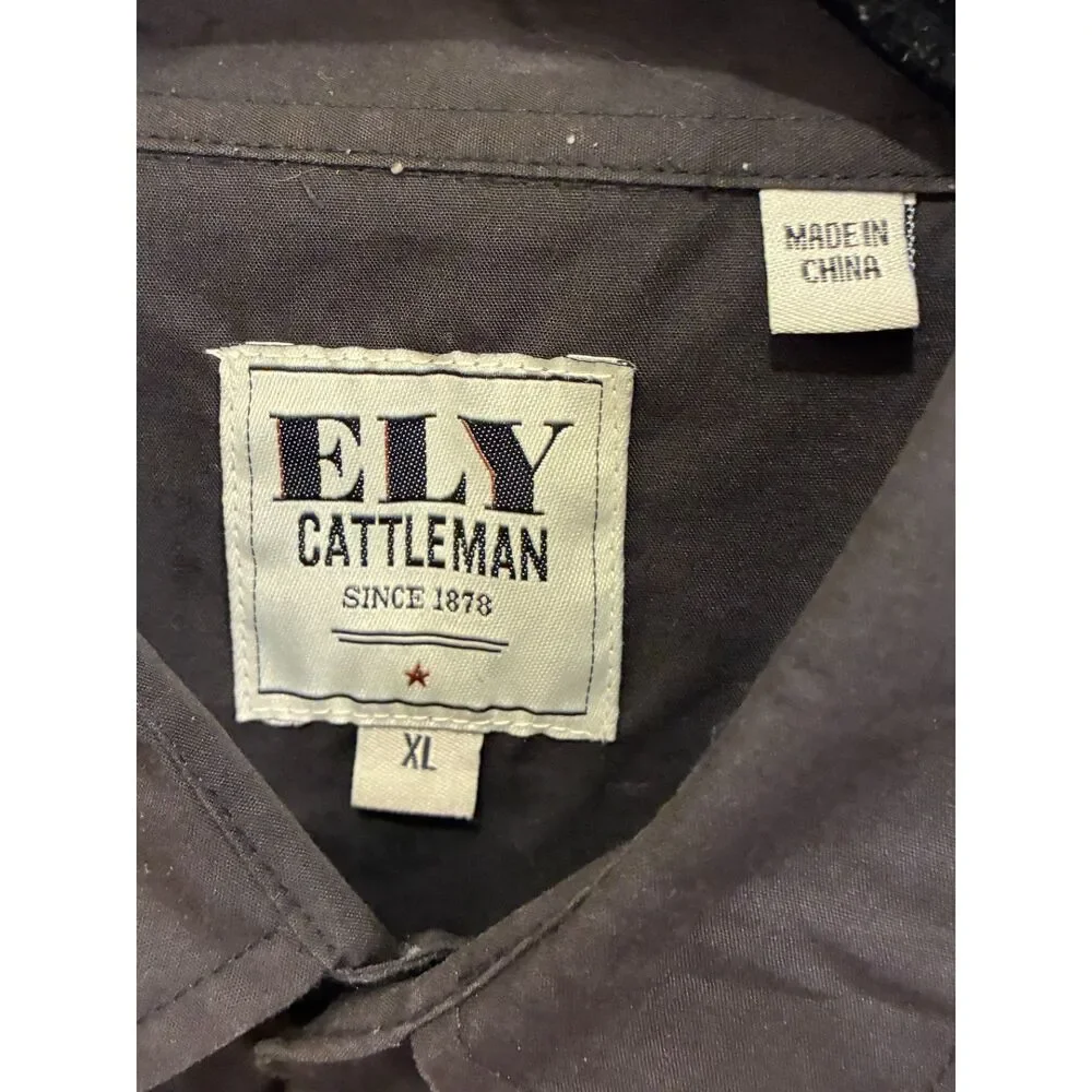 Vintage ELY CATTLEMAN Black Cowboy Western Button Up Shirt Top  Mens Size Small